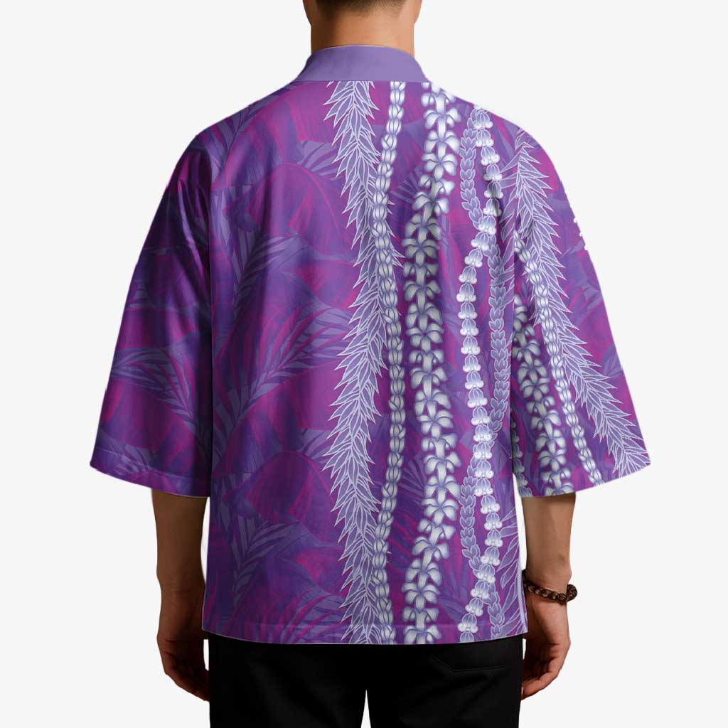 Hawaii Prince Kuhio Kimono Violet Hawaiian Lau Maia With Leis