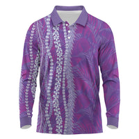 Hawaii Prince Kuhio Long Sleeve Polo Shirt Violet Hawaiian Lau Maia With Leis