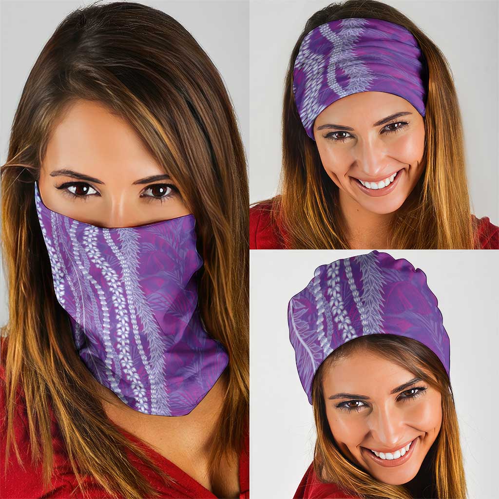 Hawaii Prince Kuhio Neck Gaiter Violet Hawaiian Lau Maia With Leis LT05 - Polynesian Pride