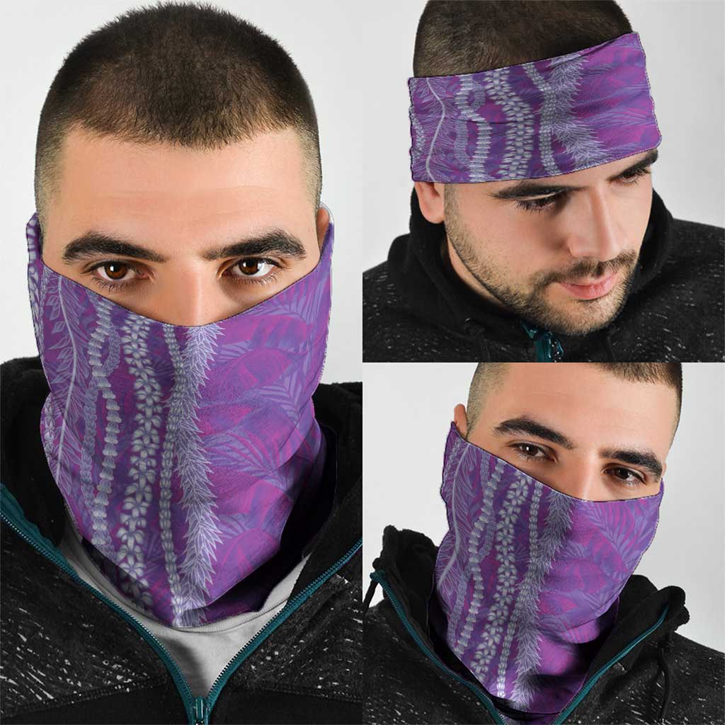 Hawaii Prince Kuhio Neck Gaiter Violet Hawaiian Lau Maia With Leis LT05 - Polynesian Pride
