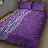 Hawaii Prince Kuhio Quilt Bed Set Violet Hawaiian Lau Maia With Leis LT05 - Polynesian Pride