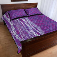 Hawaii Prince Kuhio Quilt Bed Set Violet Hawaiian Lau Maia With Leis LT05 - Polynesian Pride