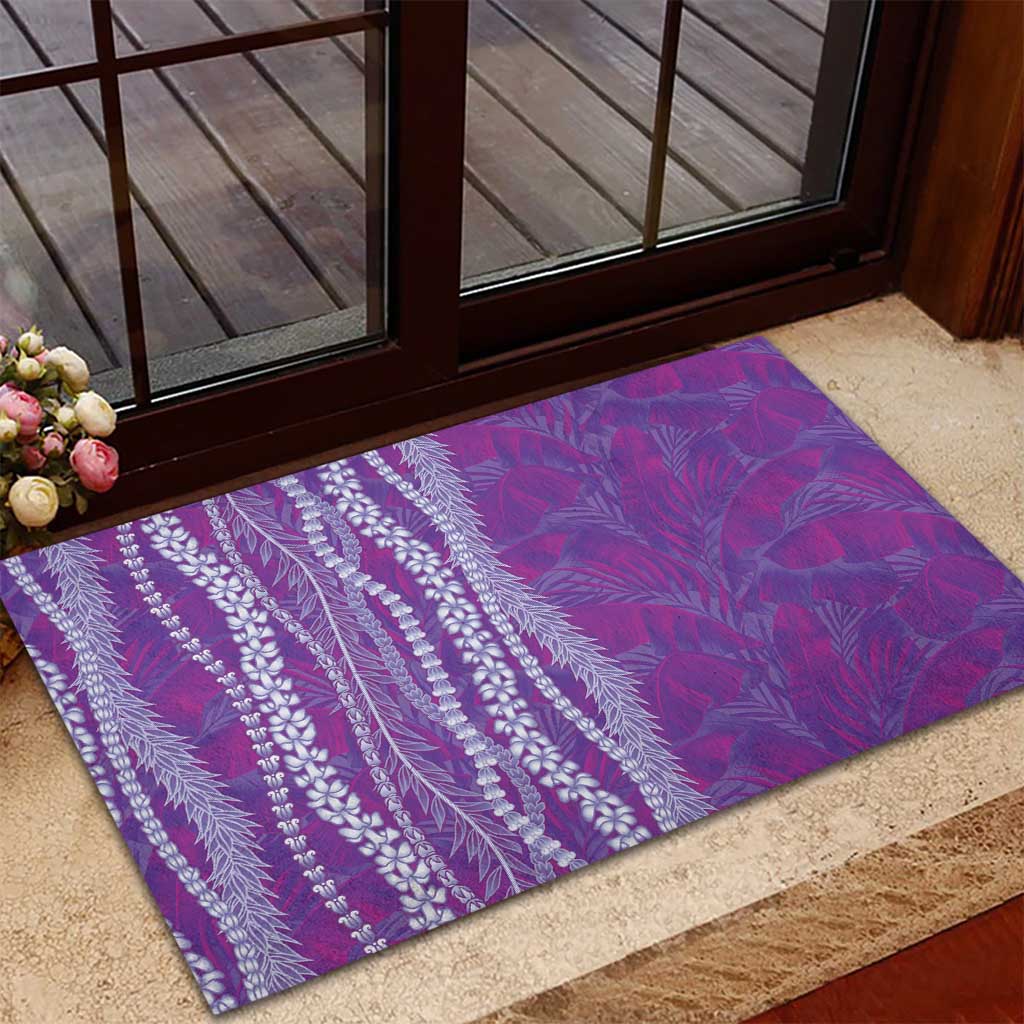Hawaii Prince Kuhio Rubber Doormat Violet Hawaiian Lau Maia With Leis LT05 - Polynesian Pride