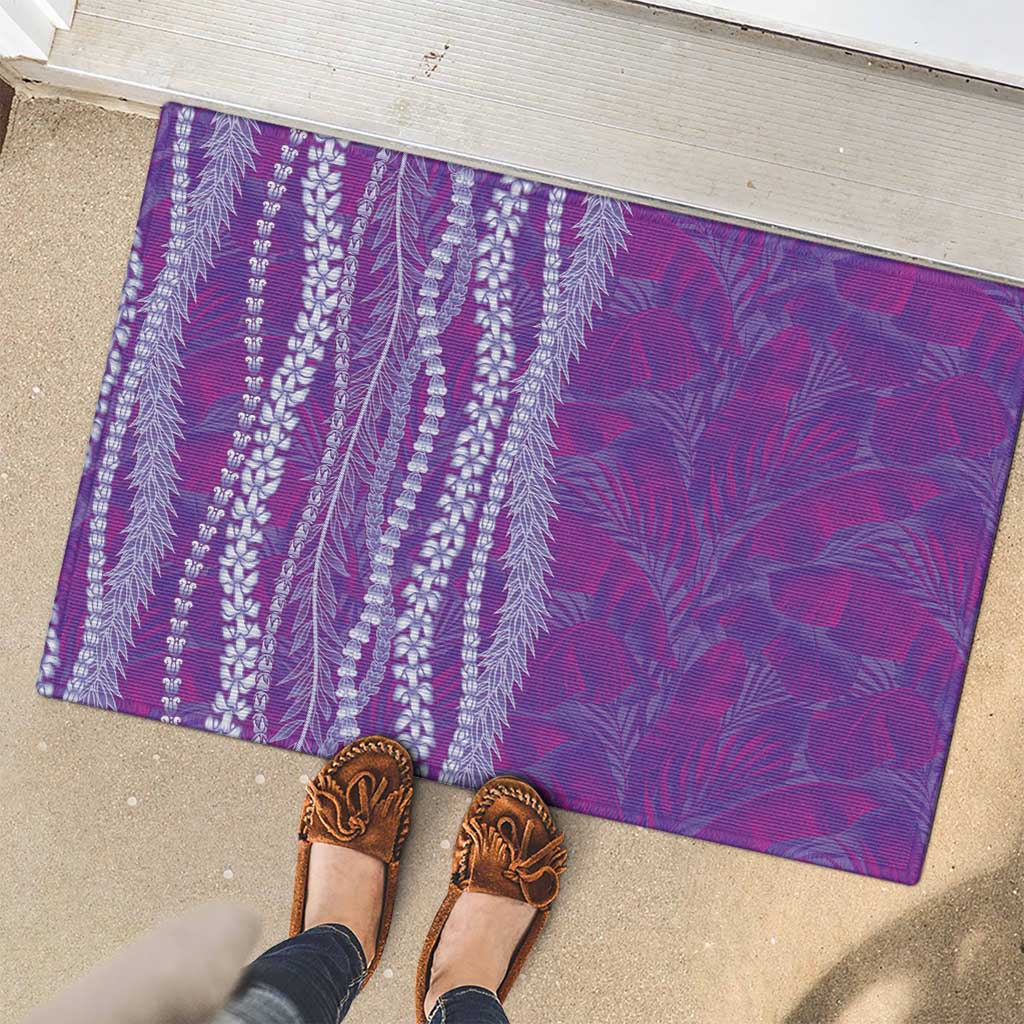 Hawaii Prince Kuhio Rubber Doormat Violet Hawaiian Lau Maia With Leis LT05 - Polynesian Pride