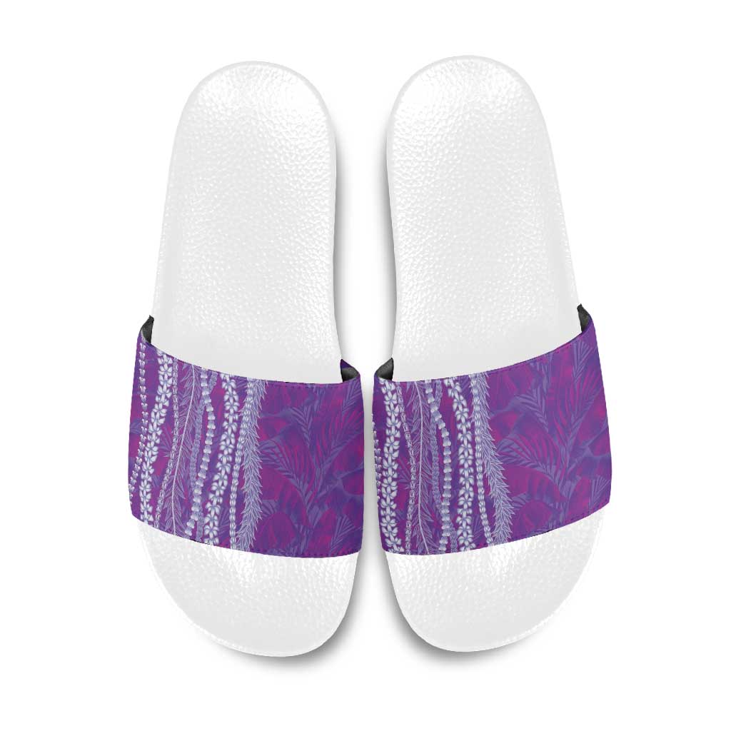 Hawaii Prince Kuhio Slide Sandals Violet Hawaiian Lau Maia With Leis