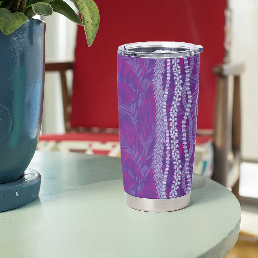 Hawaii Prince Kuhio Tumbler Cup Violet Hawaiian Lau Maia With Leis LT05 - Polynesian Pride