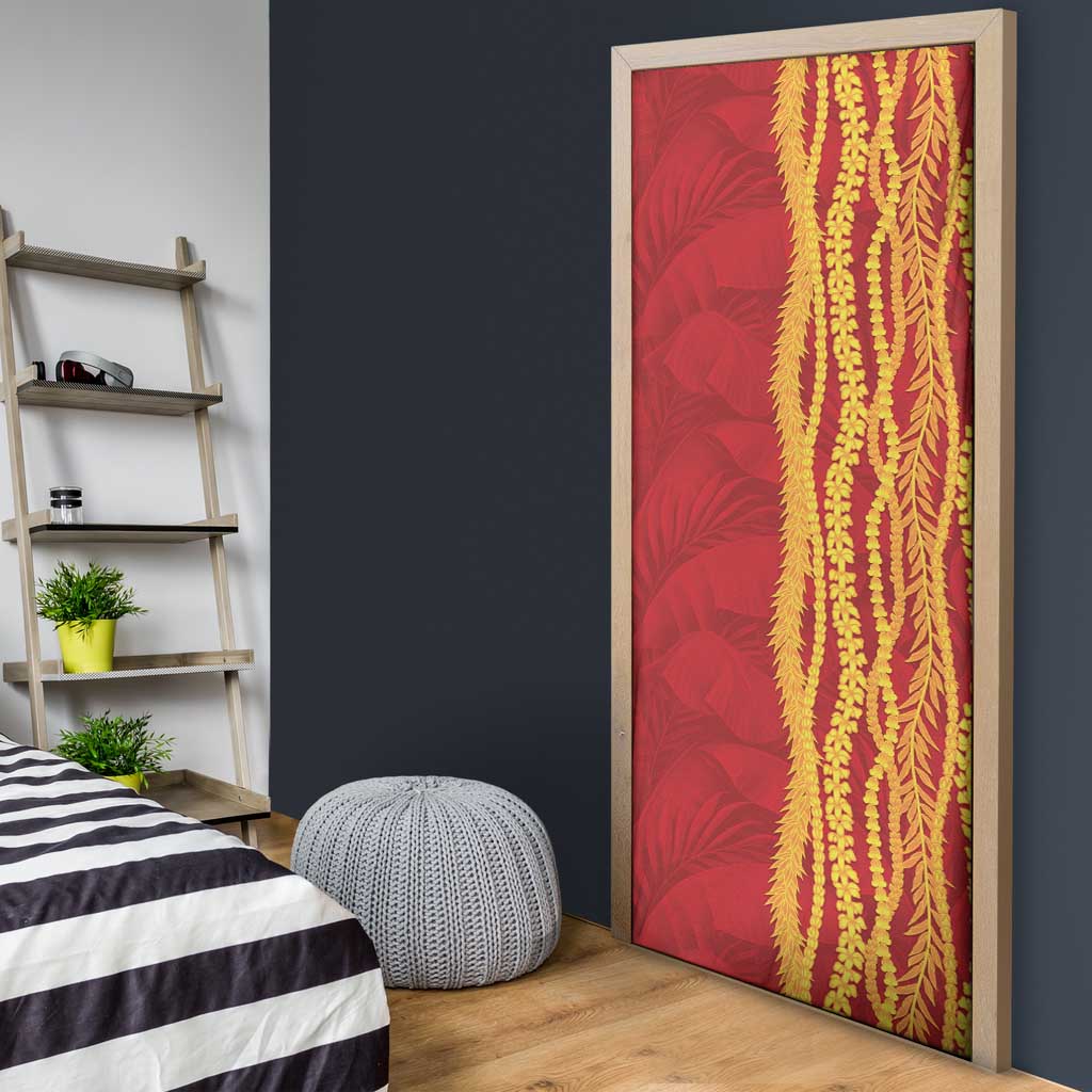 Hawaii Prince Kuhio Door Cover Red Hawaiian Lau Maia With Leis LT05 - Polynesian Pride
