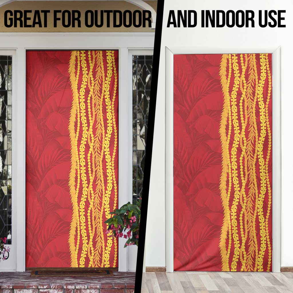 Hawaii Prince Kuhio Door Cover Red Hawaiian Lau Maia With Leis LT05 - Polynesian Pride