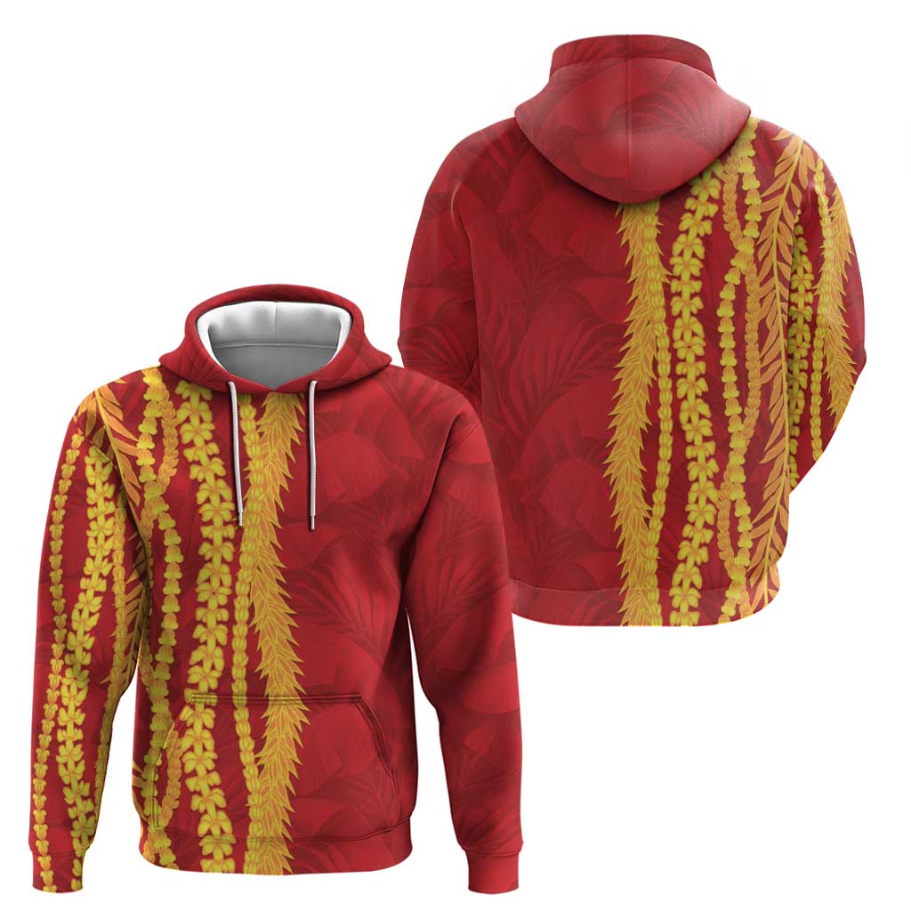 Hawaii Prince Kuhio Hoodie Red Hawaiian Lau Maia With Leis LT05 - Polynesian Pride