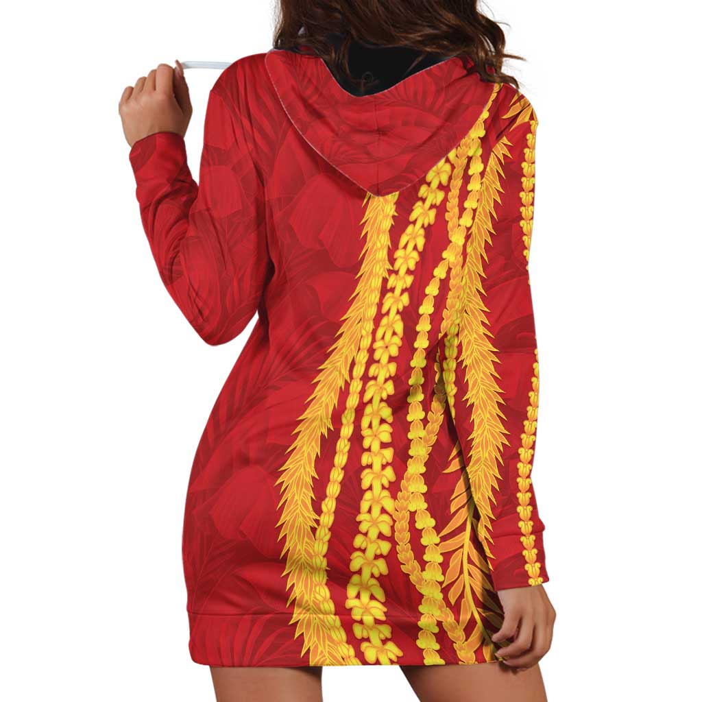 Hawaii Prince Kuhio Hoodie Dress Red Hawaiian Lau Maia With Leis
