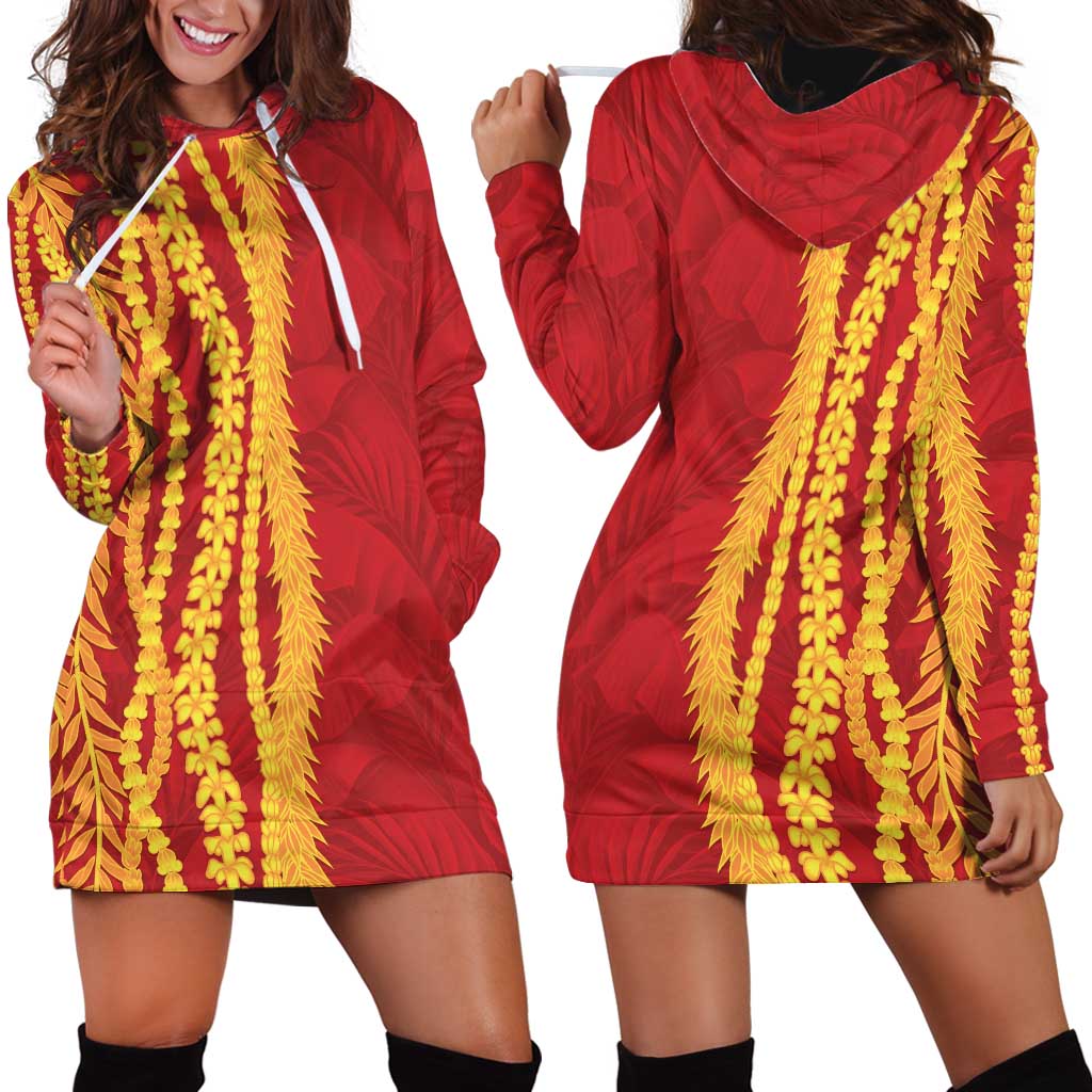 Hawaii Prince Kuhio Hoodie Dress Red Hawaiian Lau Maia With Leis