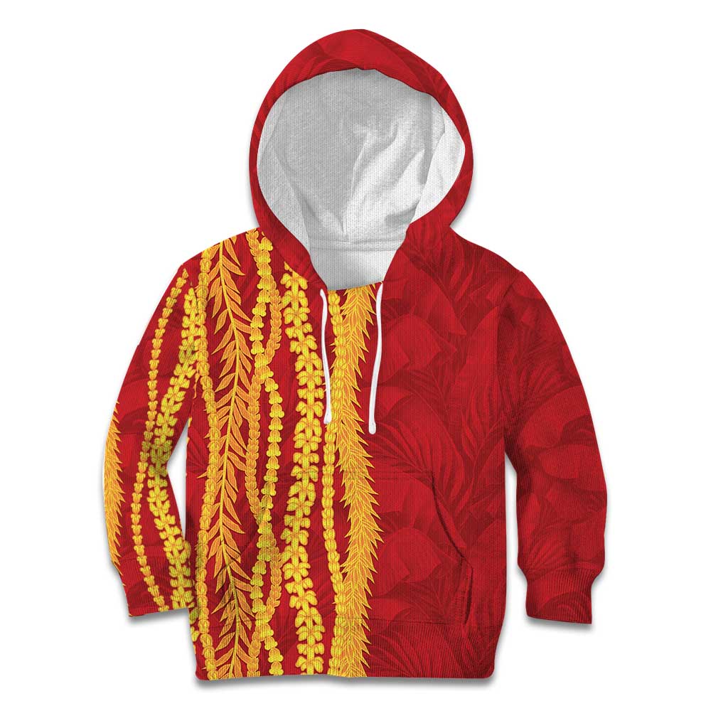 Hawaii Prince Kuhio Kid Hoodie Red Hawaiian Lau Maia With Leis
