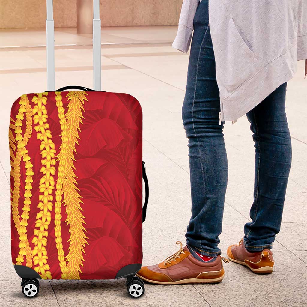 Hawaii Prince Kuhio Luggage Cover Red Hawaiian Lau Maia With Leis