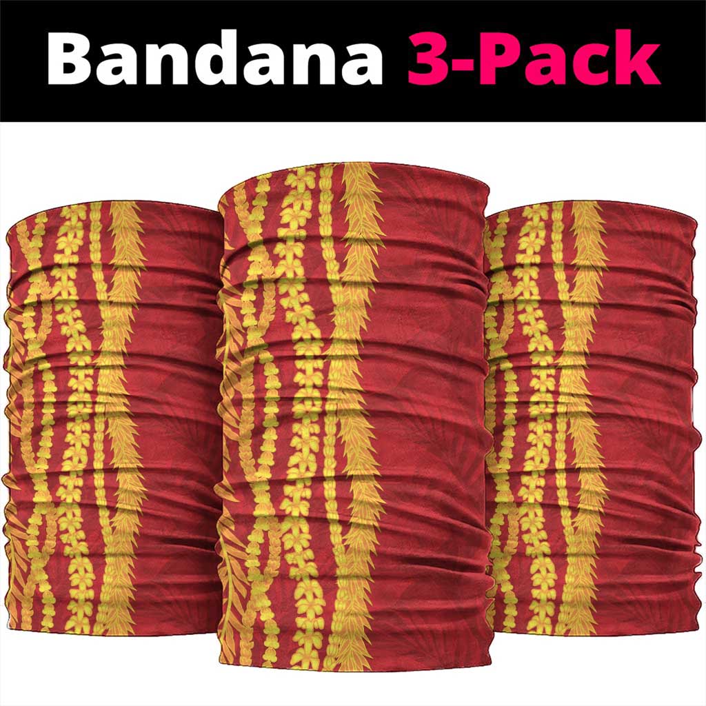 Hawaii Prince Kuhio Neck Gaiter Red Hawaiian Lau Maia With Leis