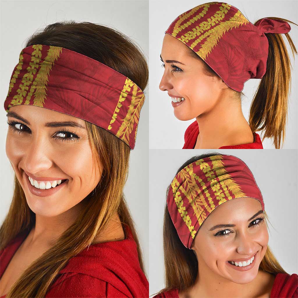 Hawaii Prince Kuhio Neck Gaiter Red Hawaiian Lau Maia With Leis