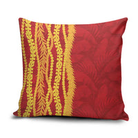 Hawaii Prince Kuhio Pillow Cover Red Hawaiian Lau Maia With Leis LT05 Red - Polynesian Pride