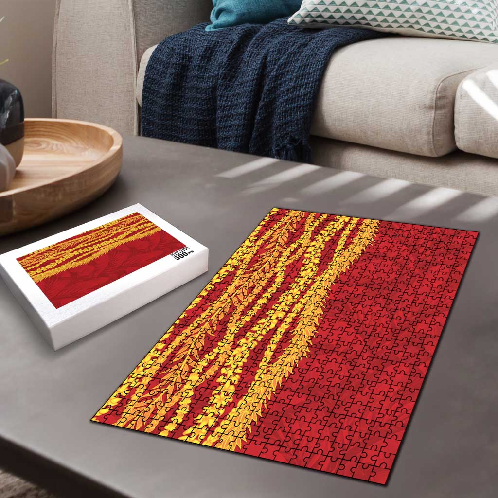 Hawaii Prince Kuhio Puzzle Red Hawaiian Lau Maia With Leis