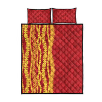 Hawaii Prince Kuhio Quilt Bed Set Red Hawaiian Lau Maia With Leis