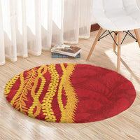Hawaii Prince Kuhio Round Carpet Red Hawaiian Lau Maia With Leis