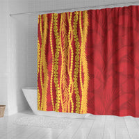 Hawaii Prince Kuhio Shower Curtain Red Hawaiian Lau Maia With Leis