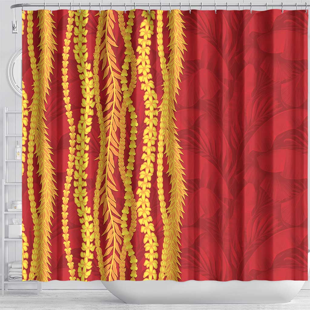 Hawaii Prince Kuhio Shower Curtain Red Hawaiian Lau Maia With Leis