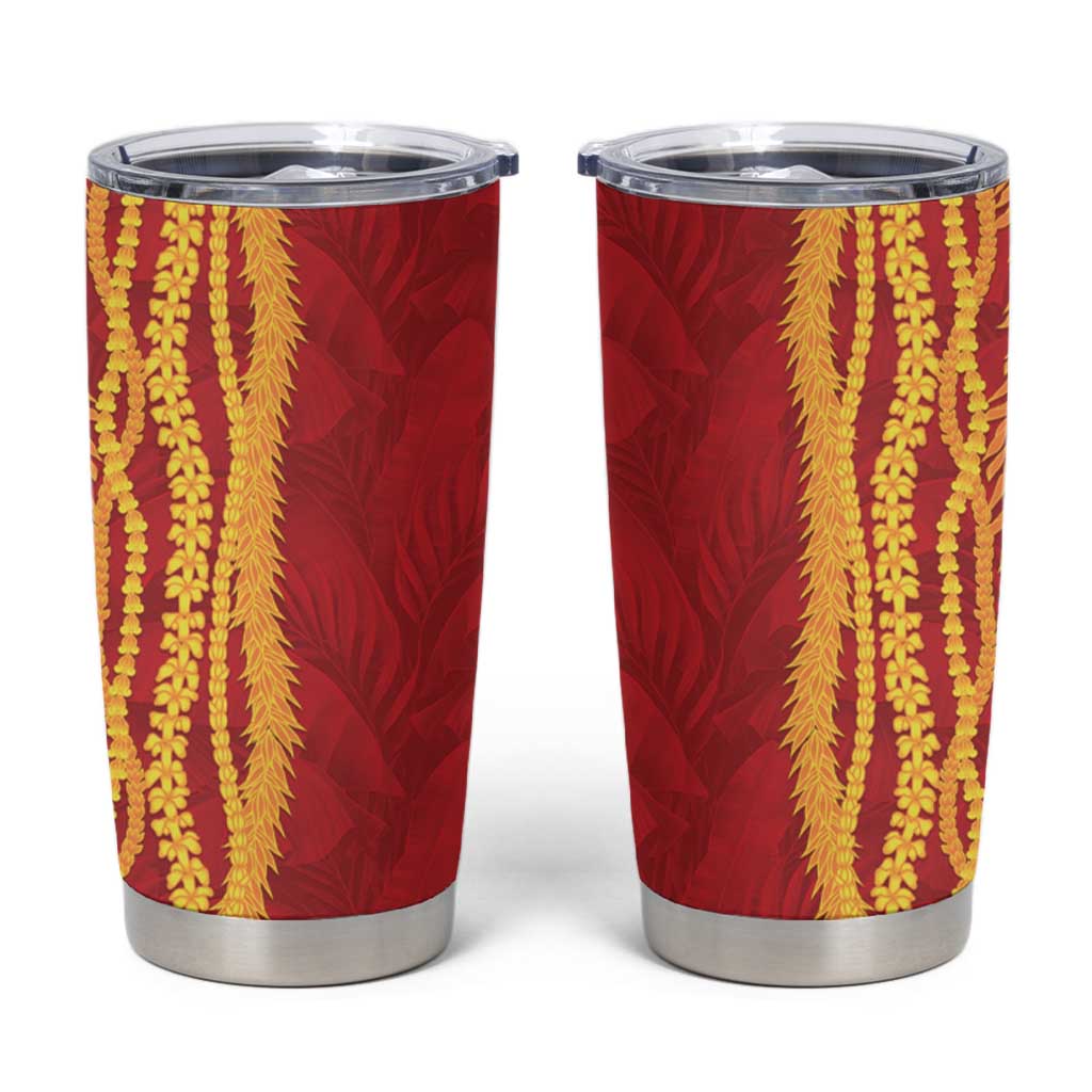 Hawaii Prince Kuhio Tumbler Cup Red Hawaiian Lau Maia With Leis