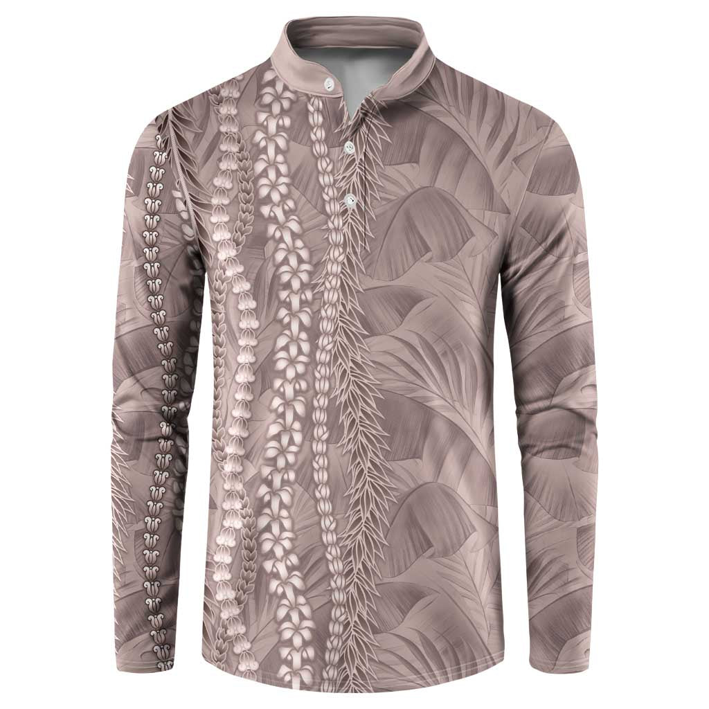 Hawaii Prince Kuhio Button Sweatshirt Mocha Hawaiian Lau Maia With Leis