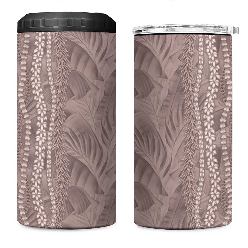 Hawaii Prince Kuhio 4 in 1 Can Cooler Tumbler Mocha Hawaiian Lau Maia With Leis LT05 One Size: 16 oz Mocha - Polynesian Pride