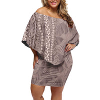 Hawaii Prince Kuhio Family Matching Off Shoulder Short Dress and Hawaiian Shirt Mocha Hawaiian Lau Maia With Leis