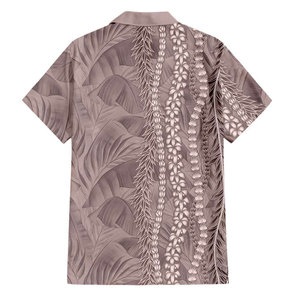 Hawaii Prince Kuhio Family Matching Puletasi and Hawaiian Shirt Mocha Hawaiian Lau Maia With Leis