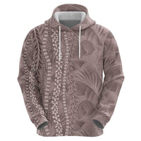 Hawaii Prince Kuhio Hoodie Mocha Hawaiian Lau Maia With Leis LT05 - Polynesian Pride