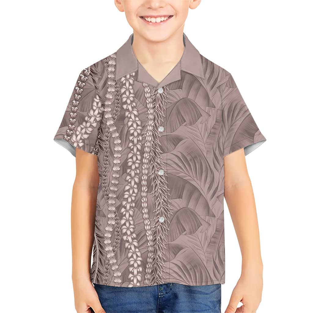 Hawaii Prince Kuhio Kid Hawaiian Shirt Mocha Hawaiian Lau Maia With Leis LT05 Kid Mocha - Polynesian Pride