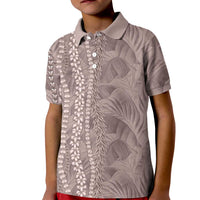 Hawaii Prince Kuhio Kid Polo Shirt Mocha Hawaiian Lau Maia With Leis