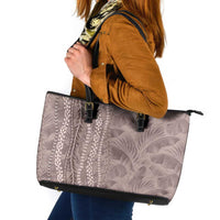 Hawaii Prince Kuhio Leather Tote Bag Mocha Hawaiian Lau Maia With Leis LT05 Mocha - Polynesian Pride