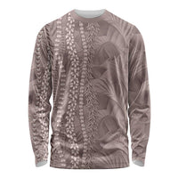 Hawaii Prince Kuhio Long Sleeve Shirt Mocha Hawaiian Lau Maia With Leis