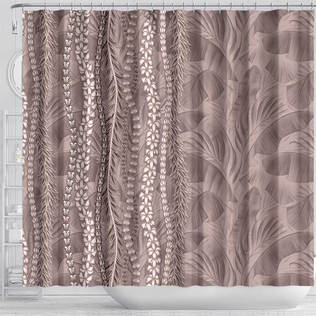 Hawaii Prince Kuhio Shower Curtain Mocha Hawaiian Lau Maia With Leis LT05 - Polynesian Pride