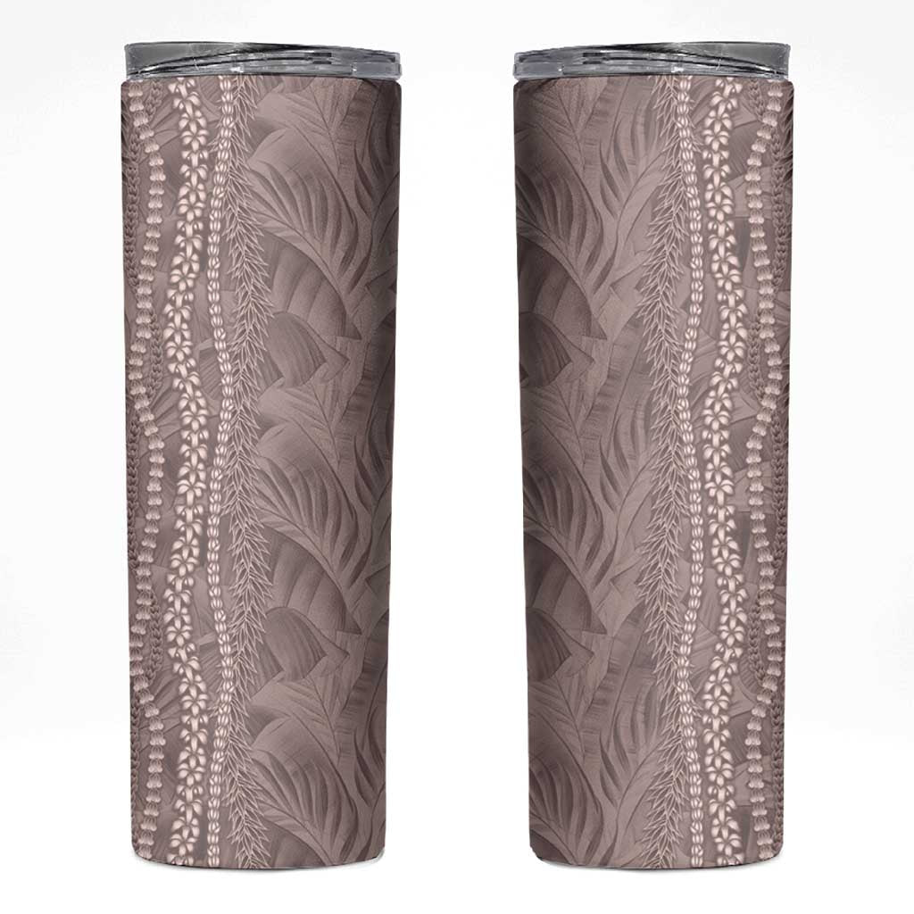 Hawaii Prince Kuhio Skinny Tumbler Mocha Hawaiian Lau Maia With Leis LT05 Mocha - Polynesian Pride