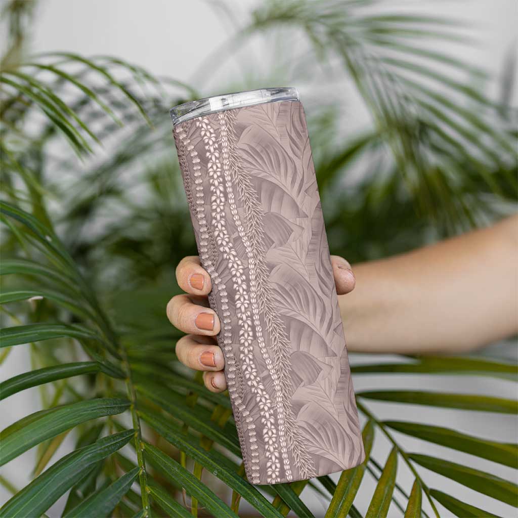 Hawaii Prince Kuhio Skinny Tumbler Mocha Hawaiian Lau Maia With Leis LT05 - Polynesian Pride