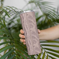Hawaii Prince Kuhio Skinny Tumbler Mocha Hawaiian Lau Maia With Leis LT05 - Polynesian Pride
