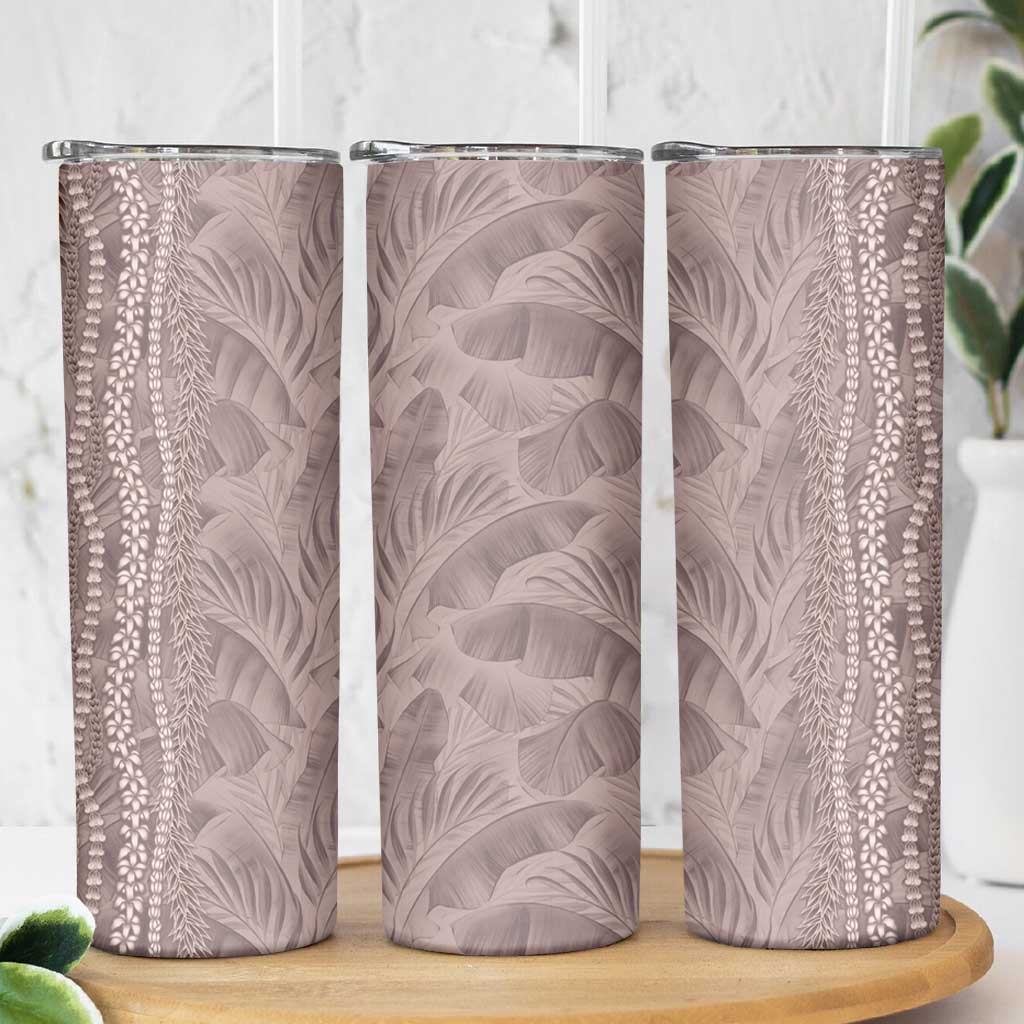 Hawaii Prince Kuhio Skinny Tumbler Mocha Hawaiian Lau Maia With Leis LT05 - Polynesian Pride