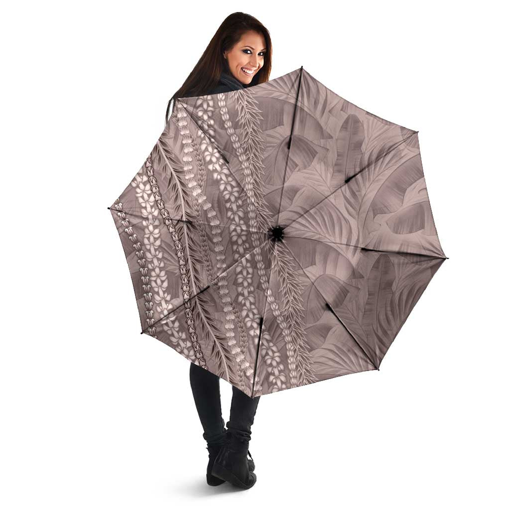 Hawaii Prince Kuhio Umbrella Mocha Hawaiian Lau Maia With Leis