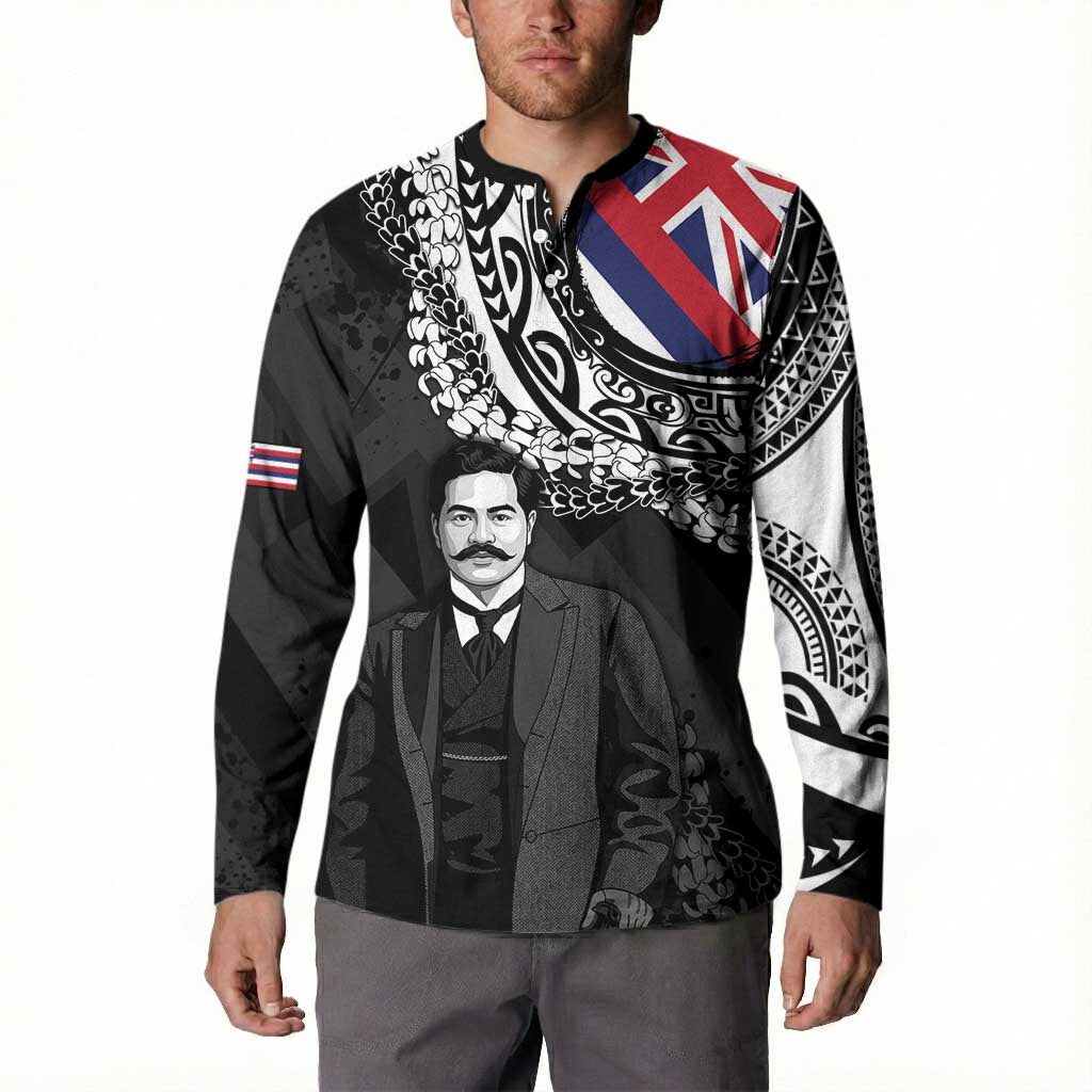 Personalised Hawaii Prince Kuhio Button Sweatshirt Hawaiian Maile Lei