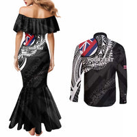 Personalised Hawaii Prince Kuhio Couples Matching Mermaid Dress and Long Sleeve Button Shirt Hawaiian Maile Lei LT05 - Polynesian Pride