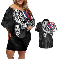 Personalised Hawaii Prince Kuhio Couples Matching Off Shoulder Short Dress and Hawaiian Shirt Hawaiian Maile Lei