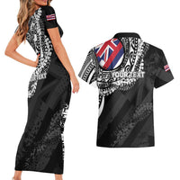 Personalised Hawaii Prince Kuhio Couples Matching Short Sleeve Bodycon Dress and Hawaiian Shirt Hawaiian Maile Lei