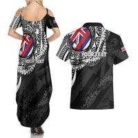 Personalised Hawaii Prince Kuhio Couples Matching Summer Maxi Dress and Hawaiian Shirt Hawaiian Maile Lei LT05 - Polynesian Pride