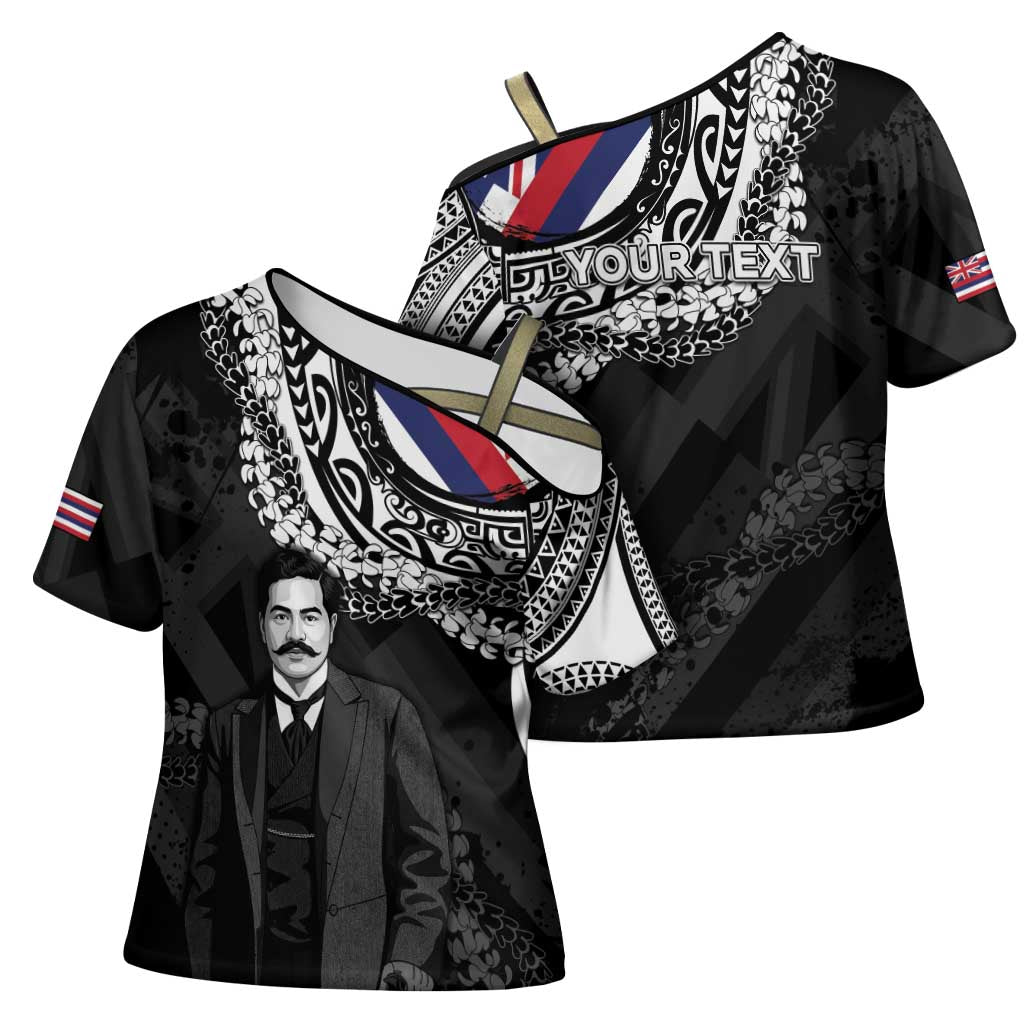 Personalised Hawaii Prince Kuhio Cross Shoulder Shirt Hawaiian Maile Lei LT05 - Polynesian Pride