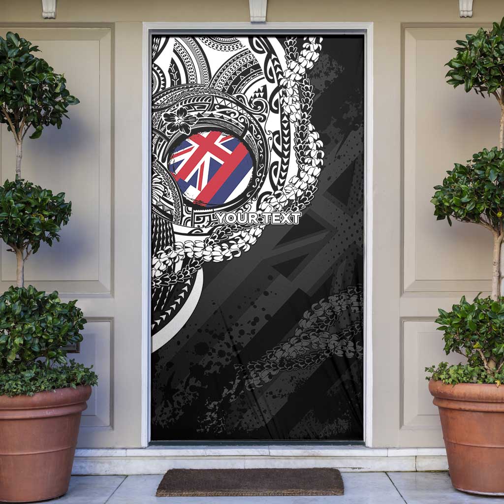 Personalised Hawaii Prince Kuhio Door Cover Hawaiian Maile Lei LT05 Black - Polynesian Pride