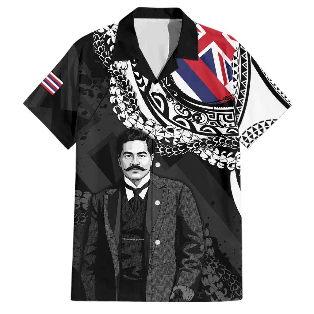 Personalised Hawaii Prince Kuhio Family Matching Off Shoulder Maxi Dress and Hawaiian Shirt Hawaiian Maile Lei