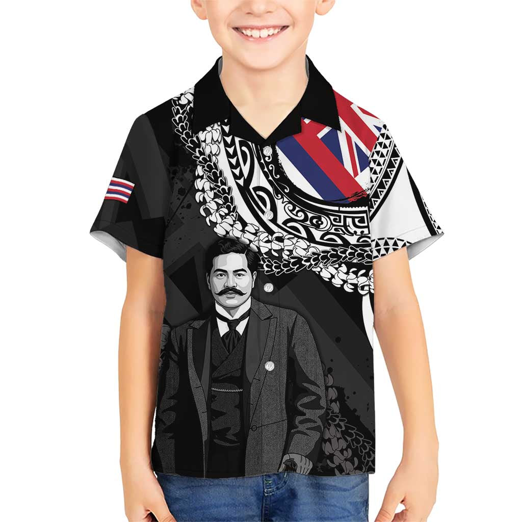 Personalised Hawaii Prince Kuhio Family Matching Off Shoulder Maxi Dress and Hawaiian Shirt Hawaiian Maile Lei